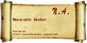 Neurath Andor névjegykártya